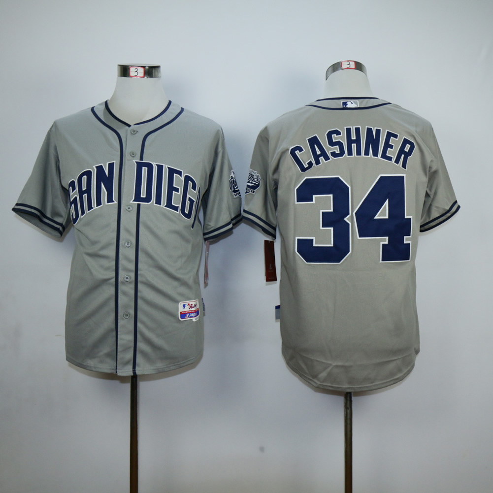 Men San Diego Padres 34 Cashner Grey MLB Jerseys